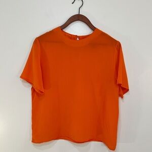 Vintage Orange 100% Silk Blouse